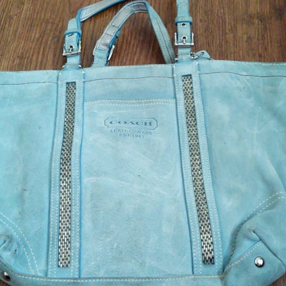 Coach blue suede bag